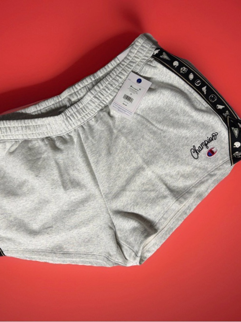 1X Champion Women's Gray Logo Athletic Shorts ash heather NWT
